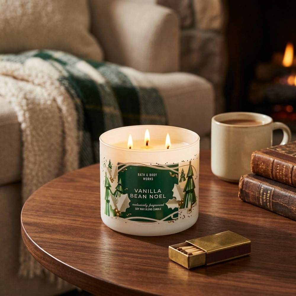 Bath & Body Works Vanilla Bean Noel 3-Wick Candle, Soy Wax Blend, 14.5 oz Unused